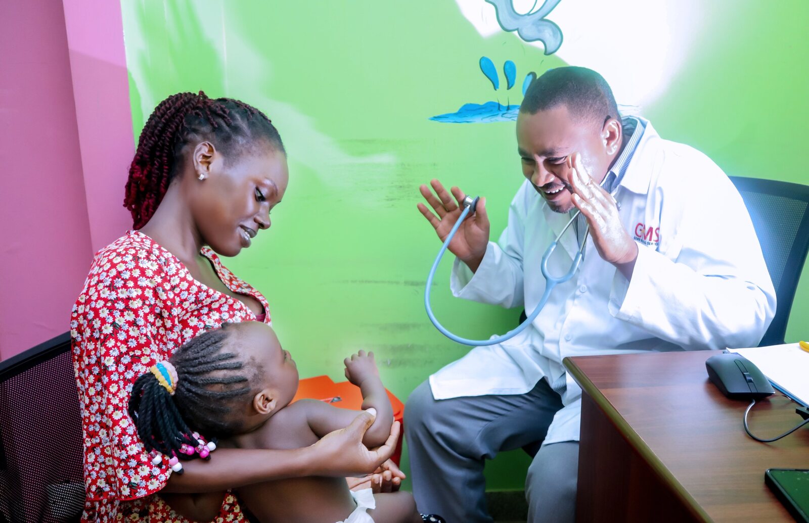GMS Hospital doctor caring for a child